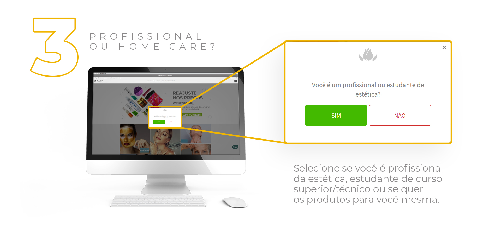 Imagem descrevendo como se cadastrar no Tulípia Cosméticos