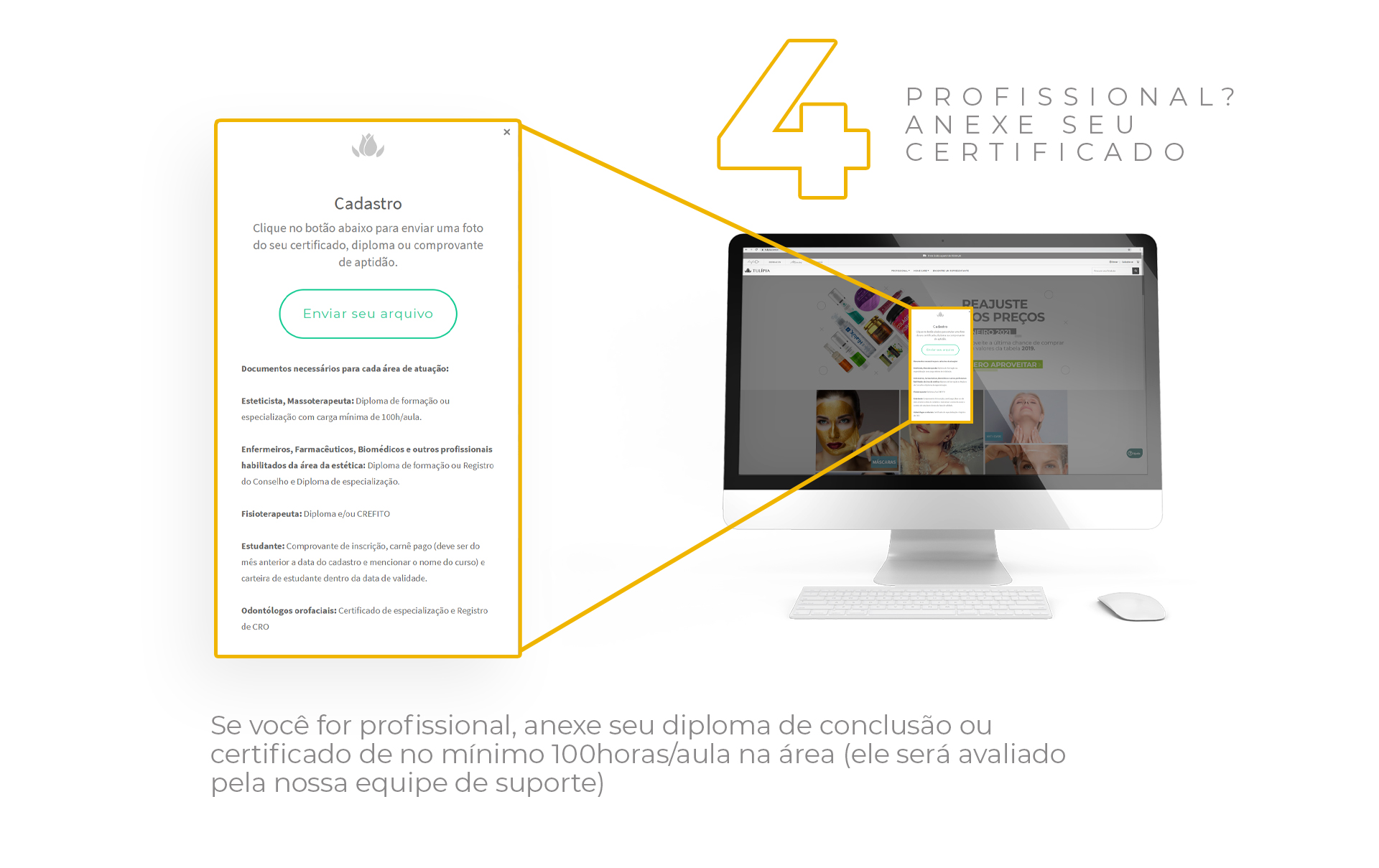 Imagem descrevendo como se cadastrar no Tulípia Cosméticos