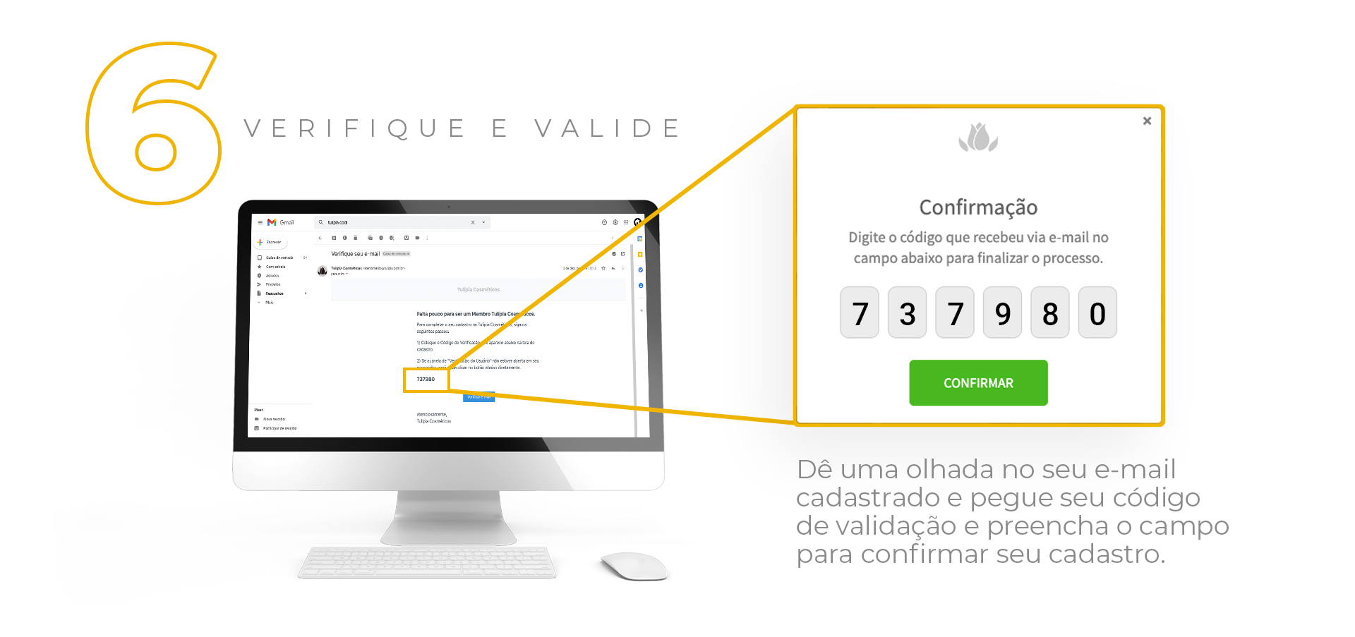 Imagem descrevendo como se cadastrar no Tulípia Cosméticos
