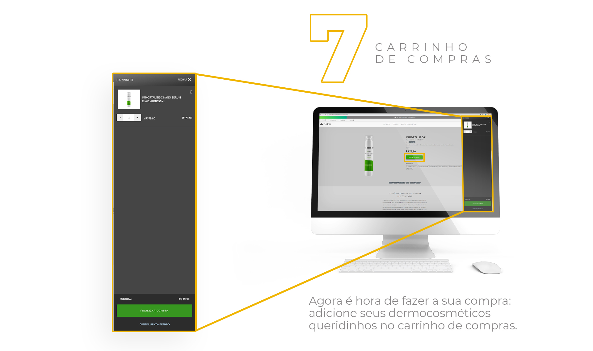 Imagem descrevendo como se cadastrar no Tulípia Cosméticos