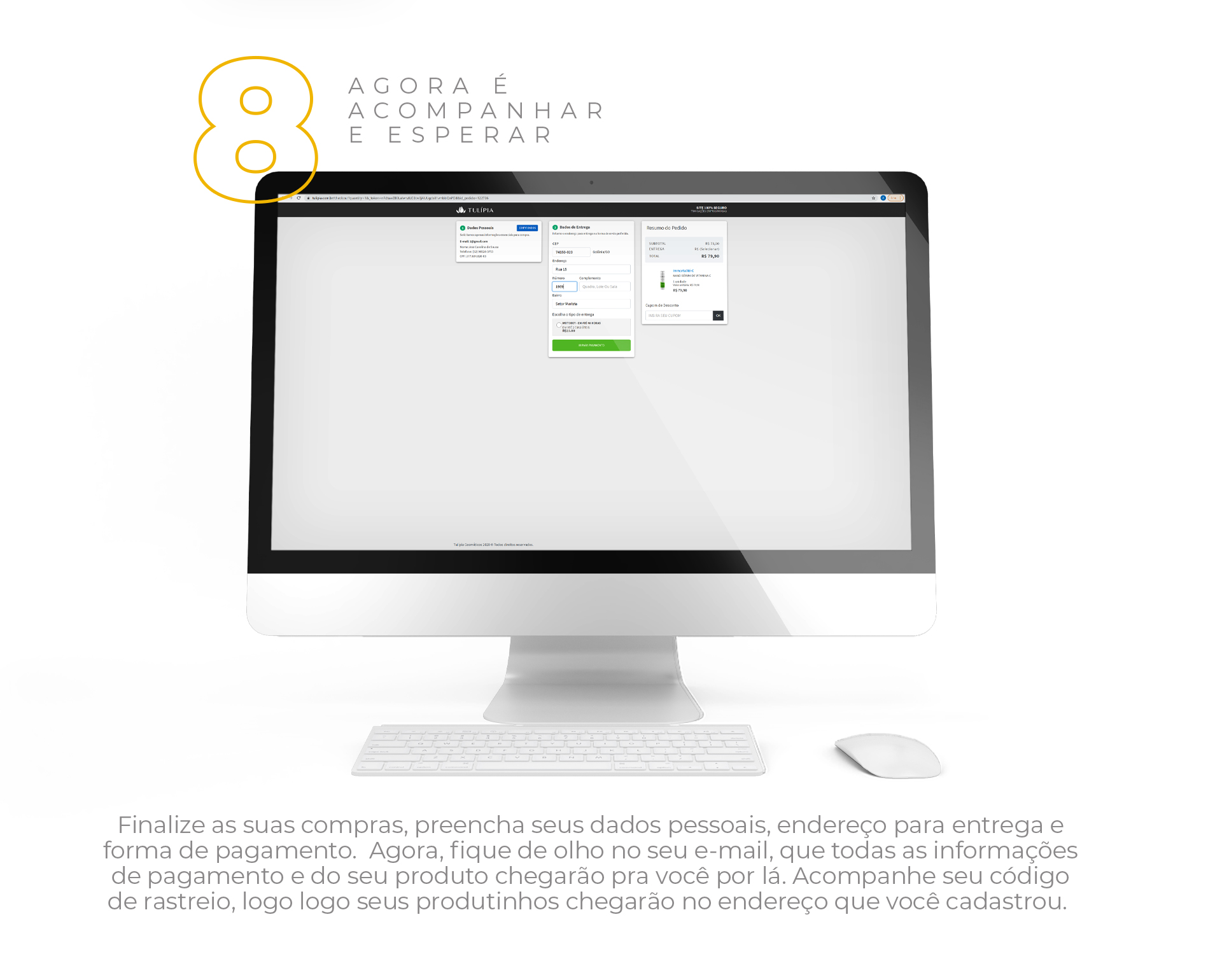 Imagem descrevendo como se cadastrar no Tulípia Cosméticos